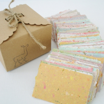 Box of Hand-made Recycled Paper. 120 Pieces for Fairy Notes, Love Notes, Lunch Box Notes, Valentine's Gift, Love Note Paper, Lover's Gift