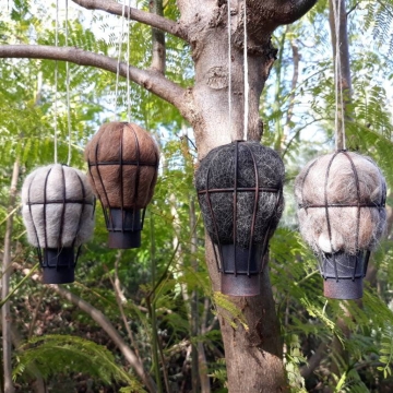 Set of 3 Bird Nesting Fiber Hot Air Balloons