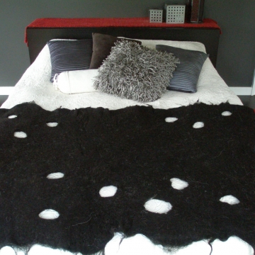 Bed Runner, Black Alpaca, Black Bedding, Black Bedroom Decor, Black Rug, Black Throw, Mat made with Alpaca Fibre, Black Bedroom