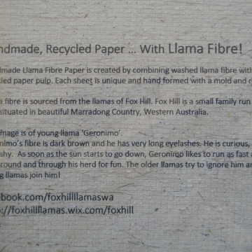 Llama Fibre Card. Hand Made recycled paper with llama fibre! Blank Cria Card - Llama Card - Llama Lover - Llama Gift - Llama Greeting Card