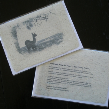 Llama Fibre Card. Hand Made recycled paper with llama fibre! Blank Cria Card - Llama Card - Llama Lover - Llama Gift - Llama Greeting Card