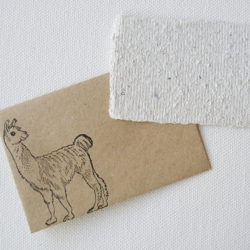 Llama Poo with Hand made Recycled Paper Mini Gift Card with Brown Envelope