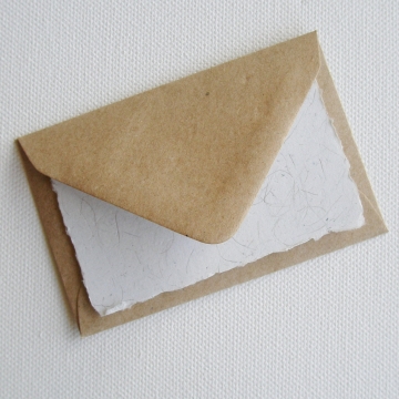 Llama Fibre Card and Hand Stamped Envelope, Mini Handmade Recycled Paper Card