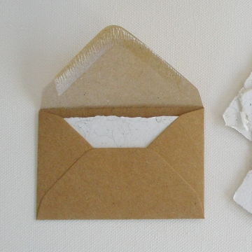 Llama Fibre Mini Card and Hand Stamped Envelope, Handmade Recycled Paper Card