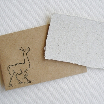Handmade Recycled Llama Poo Paper Mini Gift Card with Brown Envelope