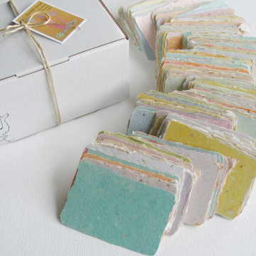 Box of 200 Handmade Recycled Paper Cards - Blank 2x3"