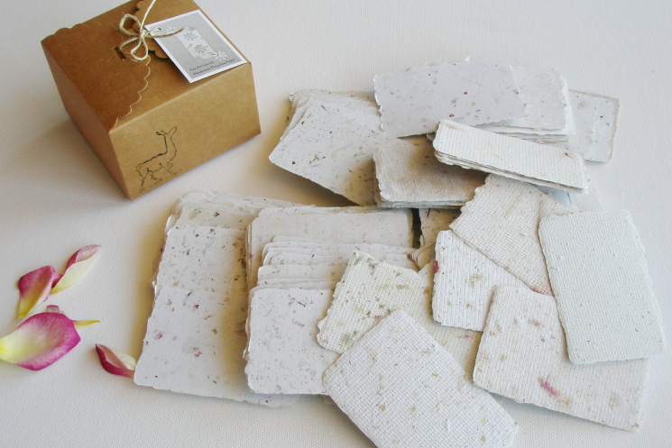 box of handmade recycled cards, florist cards