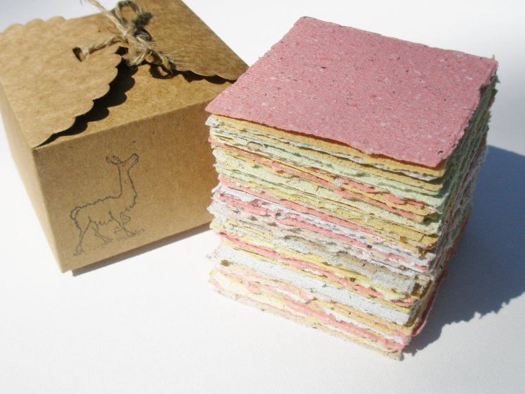 Handmade Recycled Note Paper with Llama Poo