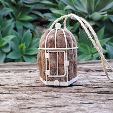 Lot of 6 - upcycled, scuffy mini bird nester - cream