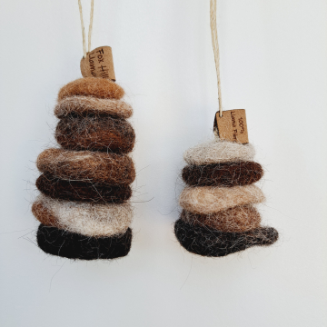 7 Pebble Stack  - Felt Dangle for your car or home.