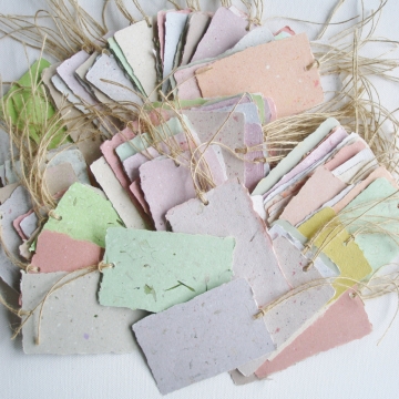 Box of 100 Handmade Recycled Paper Tags