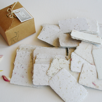 SAMPLE of 20 Handmade 2x3 Cards, Neutral, Blank Recycled Paper, Calling, Gift Card, Florist, Attendance, Letterpress, Wedding Place Cards