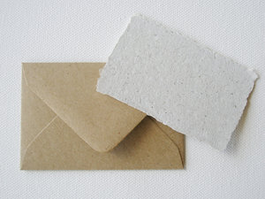 Llama Poo Card Set with Brown Envelopes, 4 Mini Handmade Recycled Llama Poo Paper Cards, hand stamped envelopes