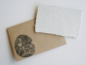 Handmade Recycled Llama Poo Paper Mini Gift Card with Brown Envelope