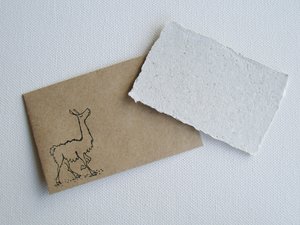 Handmade Recycled Llama Poo Paper Mini Gift Card with Brown Envelope