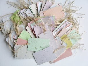 Handmade Recycled Paper Tags - 100 Gift Tags - Bulk Swing Tags - Deckle Edge Tags - Eco Friendly Gift Tags - Eco Friendly Gifts - Name Tags