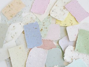 Damaged / Scrap Small Paper Pieces for Art / Craft Project. REJECTED 30 x Rough Handmade Recycled Paper with deckle edge bundle / pack.