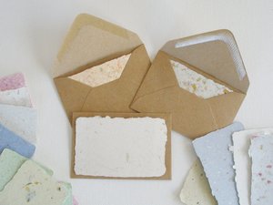 100 Cards with Brown Envelopes, handmade cards with envelopes, Mini Blank Cards and Envelopes, Recycled cards, gift cards, florist's cards