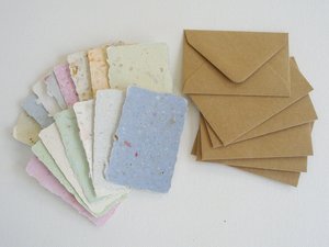 100 Cards with Brown Envelopes, handmade cards with envelopes, Mini Blank Cards and Envelopes, Recycled cards, gift cards, florist's cards