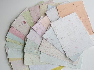 10 sheets 4 x 6"  handmade recycled mixed colour Paper, Botanicals, Flowers, Petals, Assemblage. For poets, calligraphy, letter writing