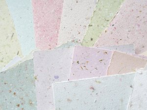 10 sheets 4 x 6"  handmade recycled mixed colour Paper, Botanicals, Flowers, Petals, Assemblage. For poets, calligraphy, letter writing