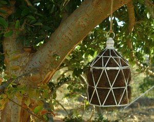 Geometric Bird Nester with Llama Fibre. Nesting Material to Attract Native Birds to your Garden. Eco Friendly Gift for nature lover