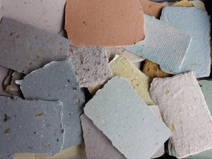 Box of 150 Rejected Handmade Recycled Scrap Paper Pieces / Cards. Imperfect deckle edge small pieces for art project, scrapbooking, journals