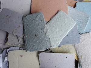 Box of 150 Rejected Handmade Recycled Scrap Paper Pieces / Cards. Imperfect deckle edge small pieces for art project, scrapbooking, journals