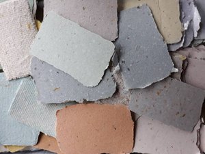 Box of 150 Rejected Handmade Recycled Scrap Paper Pieces / Cards. Imperfect deckle edge small pieces for art project, scrapbooking, journals