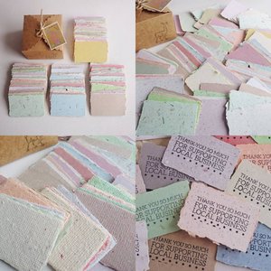 20 Handmade Recycled Paper Cards for Stamping, 3" x 2" Eco friendly Samples to use with rubber stamps or for party place card & calligraphy