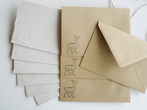 Llama Poo Paper Letter Set. Handmade recycled writing paper for children 6x4"