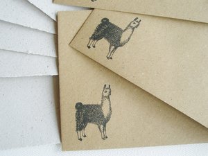6x4 Inch Llama Poo Paper Letter Set. Handmade writing sheets with stamped envelopes. Gift for llama lover or llama theme party