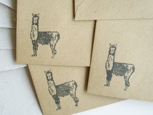 Letter Set made with Llama Poo Paper. 6 x 4 inch childs stationery set. Children's recycled writing set with envelopes