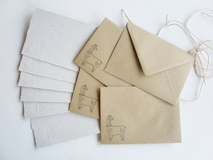 Letter Writing Set made from handmade recycled paper with llama poo. Eco friendly stationery for llama lover gift. 6x4 Inch sheets