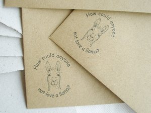 llama letter set 6x4Inch with handmade recycled llama Poo Paper. Writing sheets with envelopes for llama themed party or eco friendly gift