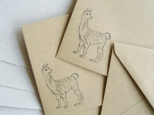 Llama Letter Writing Set with Poo Paper. 6x4 Inch stationery for llama birthday. Hand made writing set for baby shower invitations