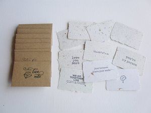 Love Note Kit with Hand made Paper. Mini Notes with Envelopes. Homemade recycled Love Messages. Lover's Gift for partner wife husband