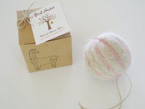 Chritening Favor or Gender Reveal Gift.  Small bird nester Baby Shower Favor. Llama Fibre Nest Building Material in Blue or Pink