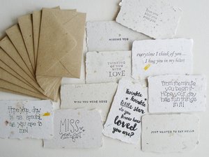 I Miss You Notes with Envelopes. Handmade Recycled Paper Love Messages. Mini Sentiment Cards for Long distance relationship