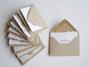 I Miss You Notes with Envelopes. Handmade Recycled Paper Love Messages. Mini Sentiment Cards for Long distance relationship