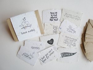 Love Notes with Envelopes. Handmade Paper. Mini Valentine Cards to send to loved one. Long distance relationship gift