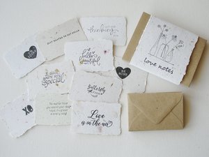 Love Notes with Envelopes, Handmade Paper Love Notes, Mini Sentiment Cards, Messages to send to loved one, Long distance relationship
