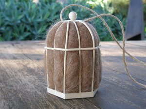 Small Native Bird Nester with Llama Fibre to hang near bird feeder or bird bath for nesting birds to use