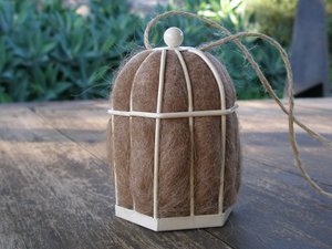 Small Native Bird Nester with Llama Fibre to hang near bird feeder or bird bath for nesting birds to use