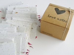 Box of Blank Love Notes. Handmade Recycled Love Note Paper. 120 Small Hand Torn Pieces for Messages