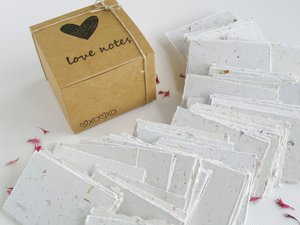 Box of Blank Love Notes. Handmade Recycled Love Note Paper. 120 Small Hand Torn Pieces for Messages