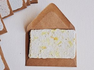 10 Mini Teacher Encouragement Cards with Envelopes, Handmade Recycled Paper Notes for colleagues, educators, mentors and coaches