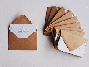 10 Mini Motivation Cards with Envelopes for Teachers, Handmade Recycled Paper Parent Notes for students, mentor encouragement or inspiration