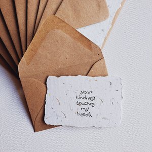 10 Mini Thank you Cards with Envelopes, Handmade Recycled Paper Gratitude Notes