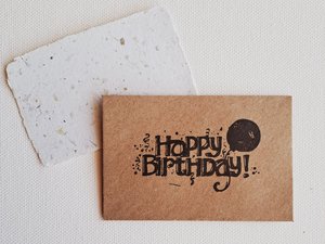 10 Mini Happy Birthday Cards and Envelopes, Handmade Recycled Paper Gift Card